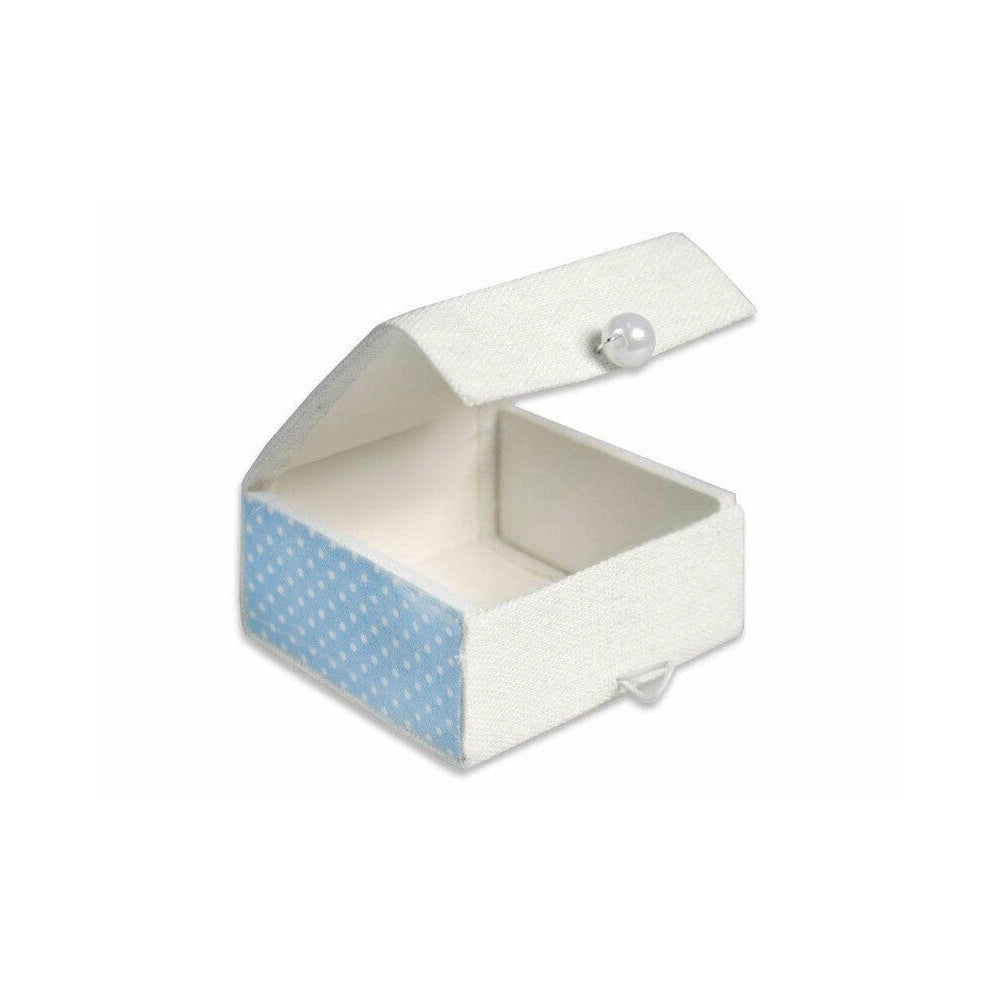 Trade Shop - 12 Scatolina Porta Confetti Scrigno In Tessuto Bomboniera Nascita Bimbo Azzurro -