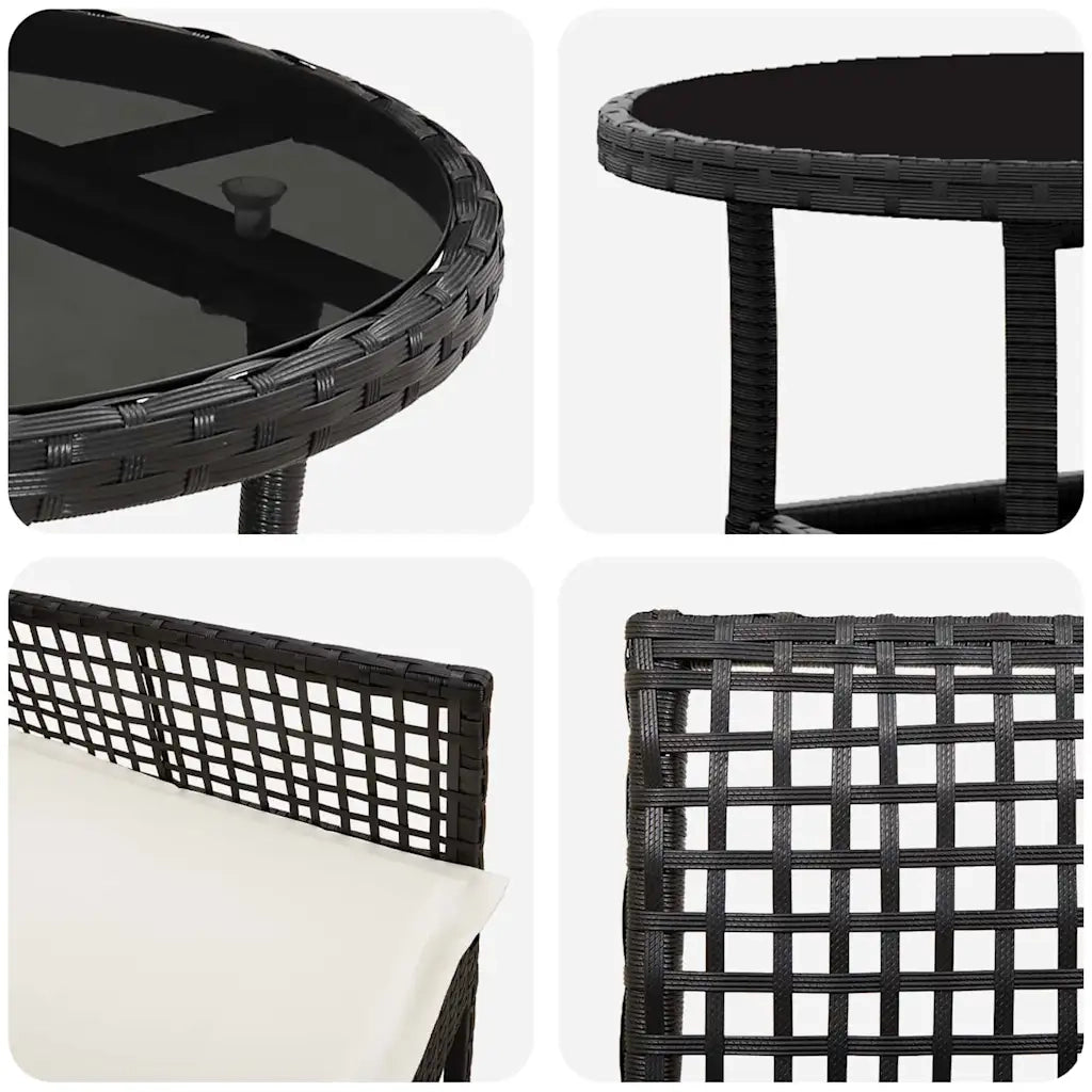 Set da Pranzo per Giardino 5 pcs Nero polyrattan 3334942