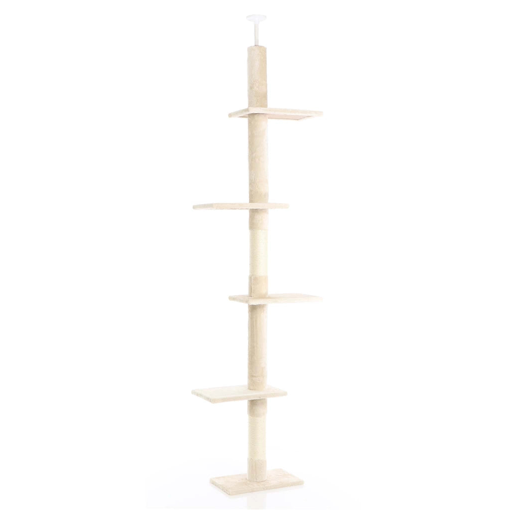 Fudajo Albero tiragraffi a soffitto beige 230-276cm Altezza regolabile con 4 livelli e sisal Gatti