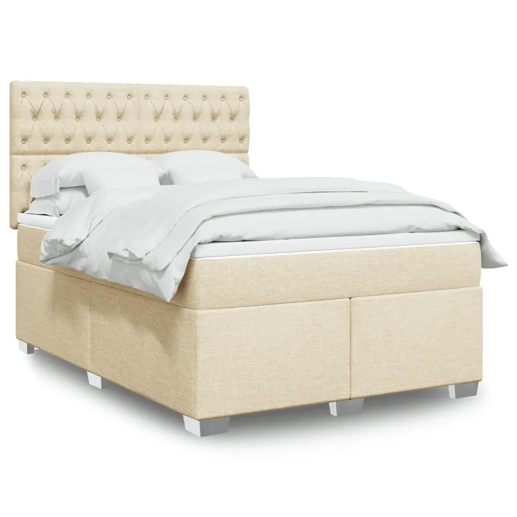 Giroletto a Molle con Materasso Crema 140x19 cm in Tessuto 3290495