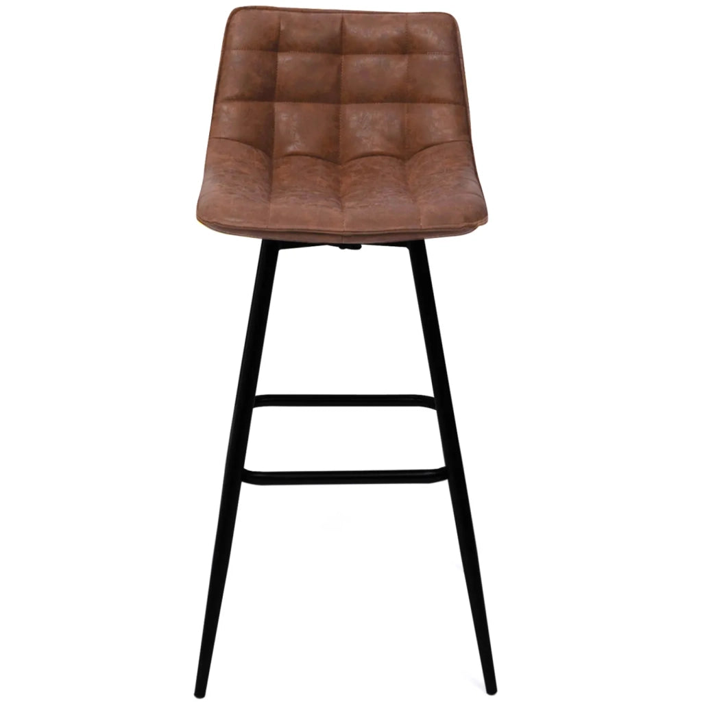 IDMarket - Set di 4 sgabelli da bar in velluto marrone vintage MADY