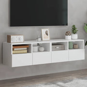 Mobili TV a Parete 2pz-Set di 2 Credenza per TV sospesa Bianchi 60x30x30 cm in Legno Multistrato