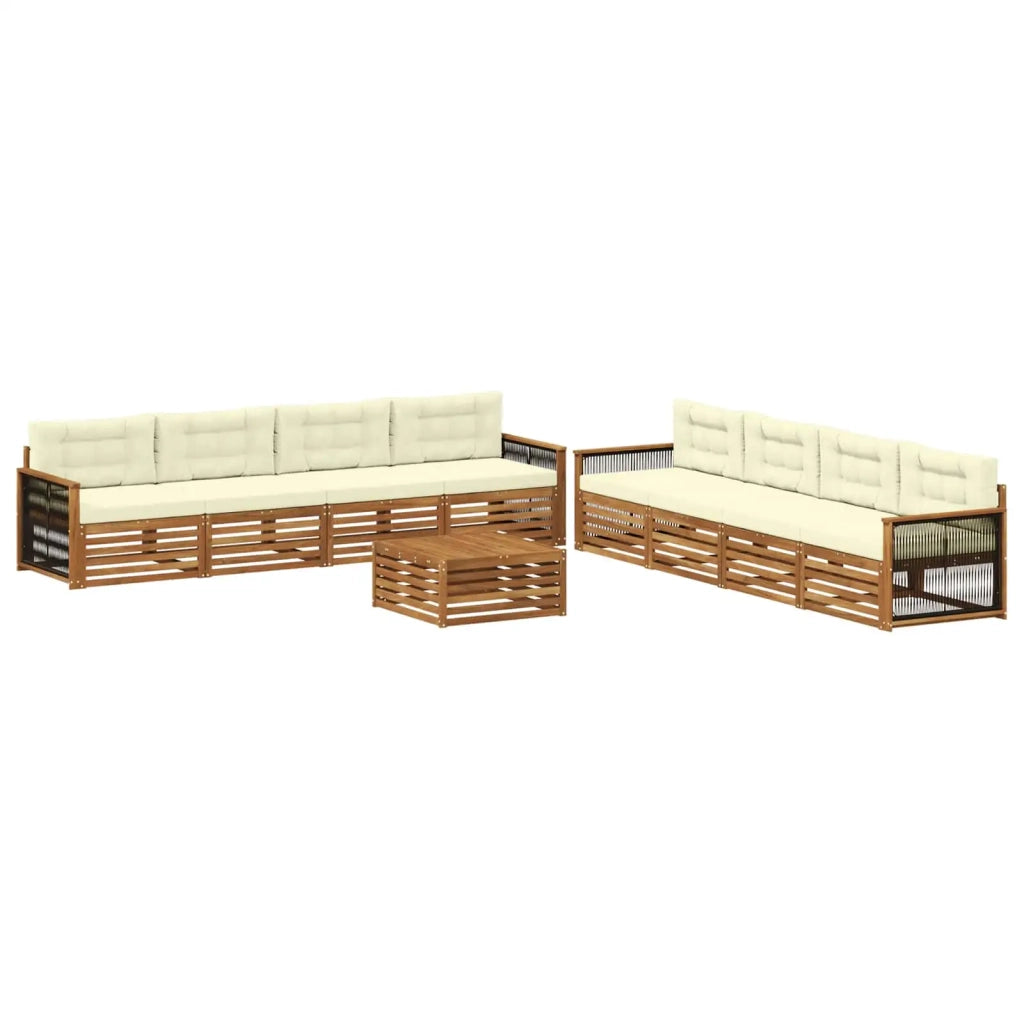 Set di divani da esterno con cuscino 9 pcs Naturale e Crema 3383173