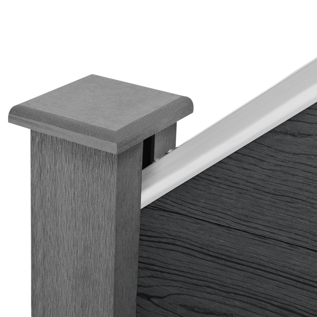 Recinzione in WPC Segovia per Giardino Elemento Terminale Inclinato Alto 180 cm Lungo 96 cm Grigio NEU.HOLZ