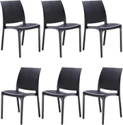 Sedie da Cucina in Plastica per uso Interno ed Esterno - Set di 6 Sedie Impilabili Volga bianco