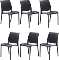 Sedie da Cucina in Plastica per uso Interno ed Esterno - Set di 6 Sedie Impilabili Volga bianco