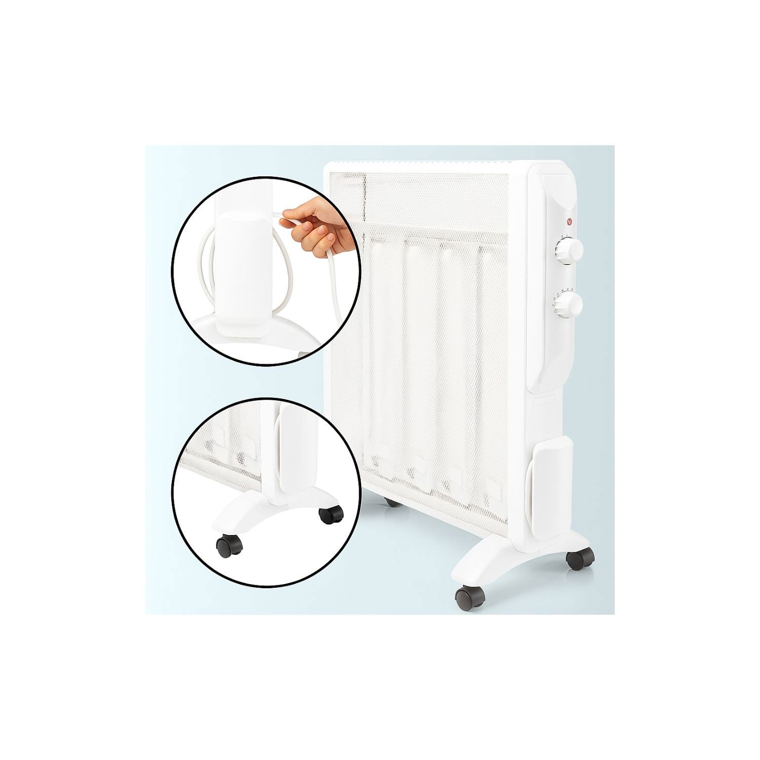 Radiatore Elettrico Giulietta 1000-1500 W IP24 con Pannello in Mica Bianco