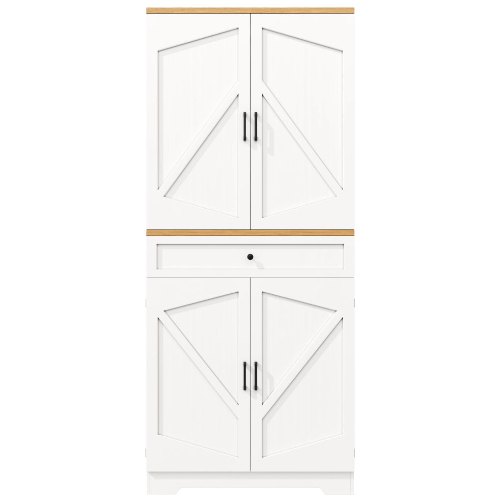 Dispensa alta con ripiani aperti e cassetti in MDF bianco per cucina soggiorno e lavanderia 80 × 40 × 180 cm