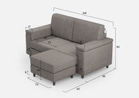 Divano 2 Posti con Pouf 168x145x85 cm Marrak in Tessuto Grigio
