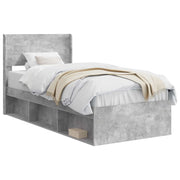 Letto singolo | Letto per adulti | Struttura del letto con stoccaggio e testata Grigio Cemento