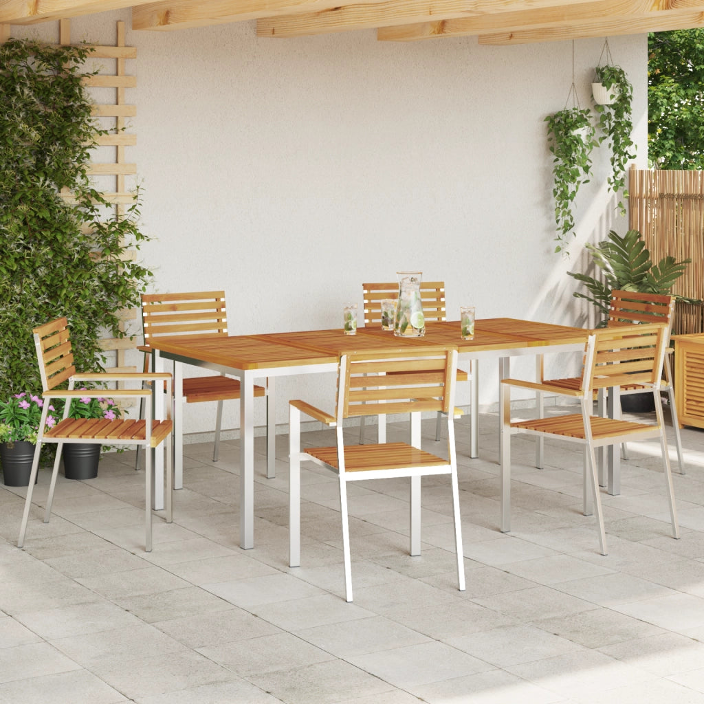 Set da pranzo da giardino  7 pezzi in legno massello di acacia