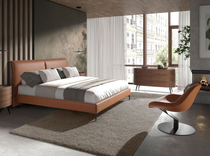 Poltrona girevole in similpelle marrone