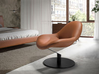 Poltrona girevole in similpelle marrone