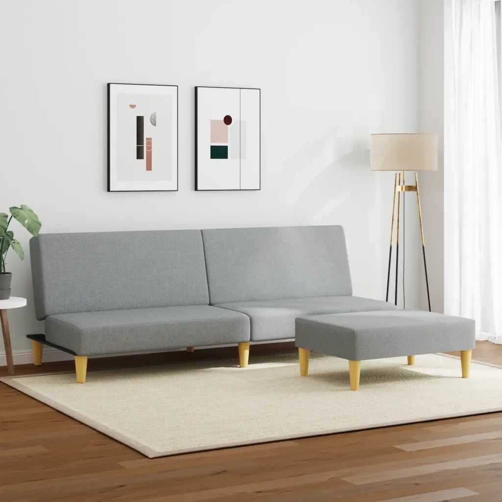 Divano Letto a 2 Posti con Poggiapiedi-Sofa Letto 2 Posti-Daybed Grigio Chiaro in Tessuto 505542
