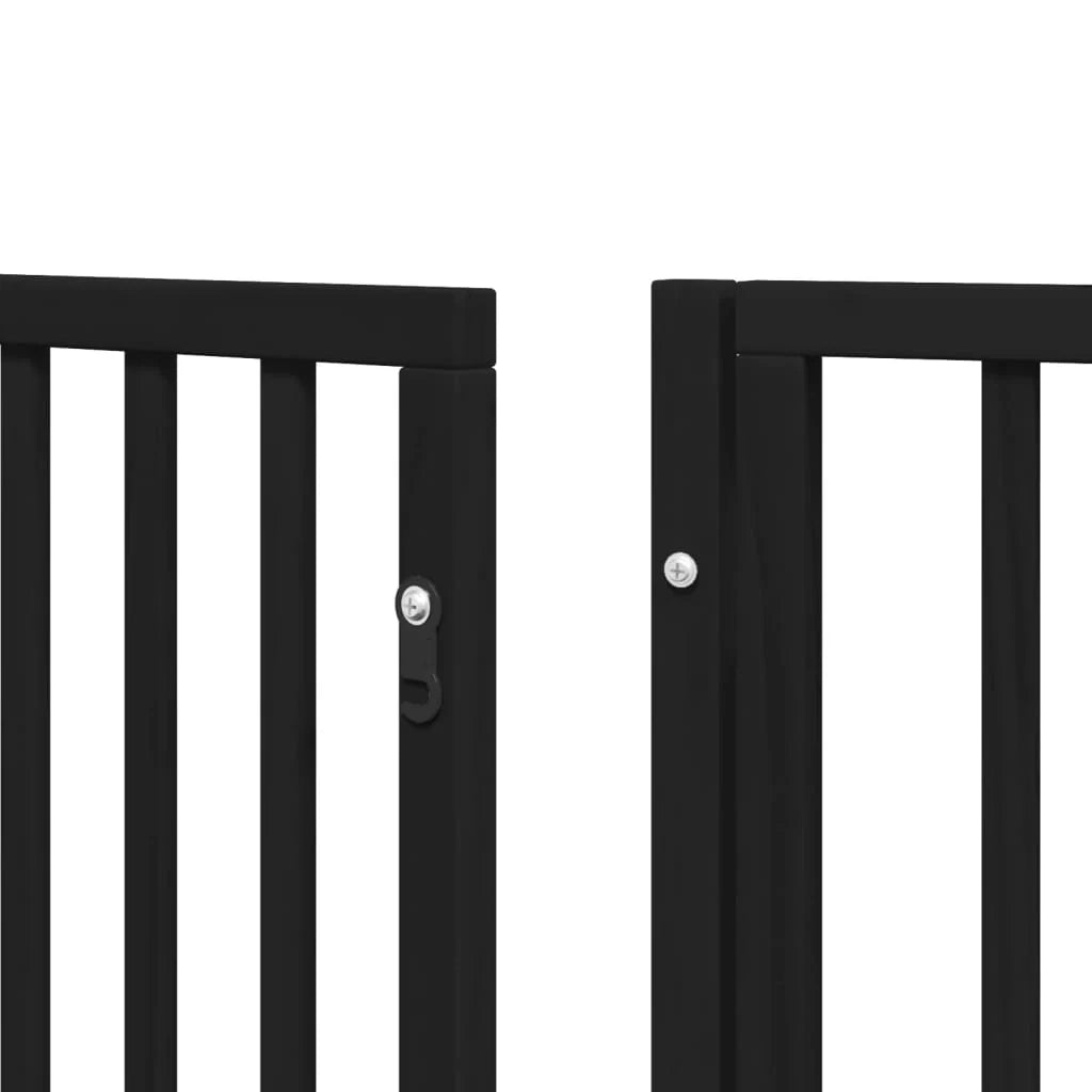 Cancelletto di sicurezza per animali domestici porta pieghevole 15 pannelli legno di pioppo nero 02_0023220