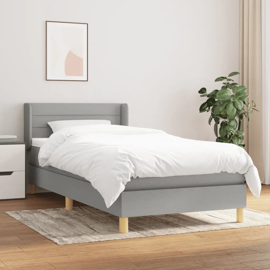 Giroletto a Molle con Materasso Grigio Chiaro100x200 cm Tessuto 3130329
