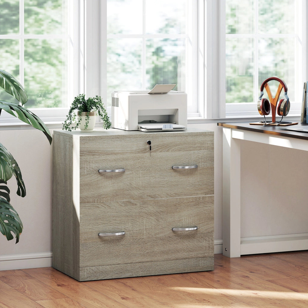 Cassettiera Ufficio 2 Cassetti ¨C Xylo ¨C Legno Naturale con Serratura 77x42x72 cm