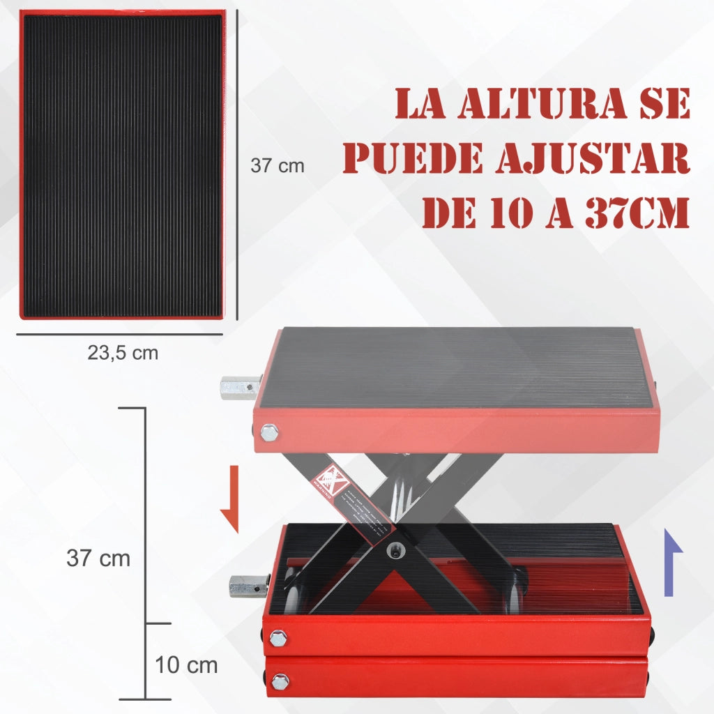 Piattaforma Elevatrice a Forbice per Moto 500 kg ¨C zephmum ¨C Nero e Rosso 41.5x23.5x10-37 cm