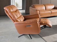 Poltrona girevole in pelle marrone