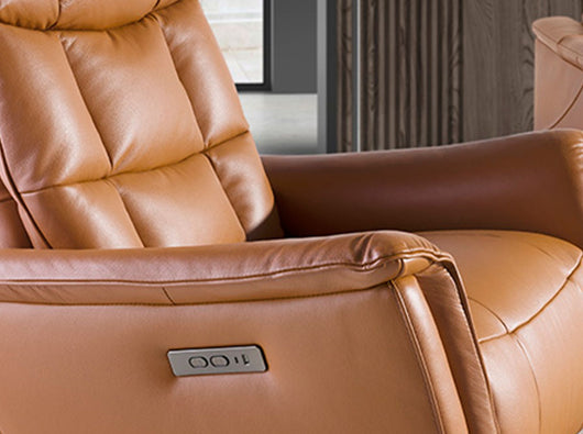 Poltrona girevole in pelle marrone