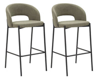 Set 2 Sgabelli Bar Helsinki 50x99x52 cm in Tessuto Verde/Nero