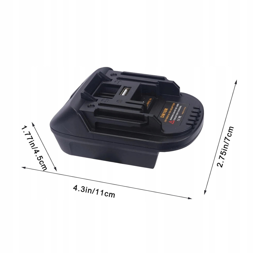 Adattatore Batteria compatibile con Utensili Makita 18V – Per Batterie Dewalt 20V e Milwaukee 18V | Porta USB 5V 2.1A