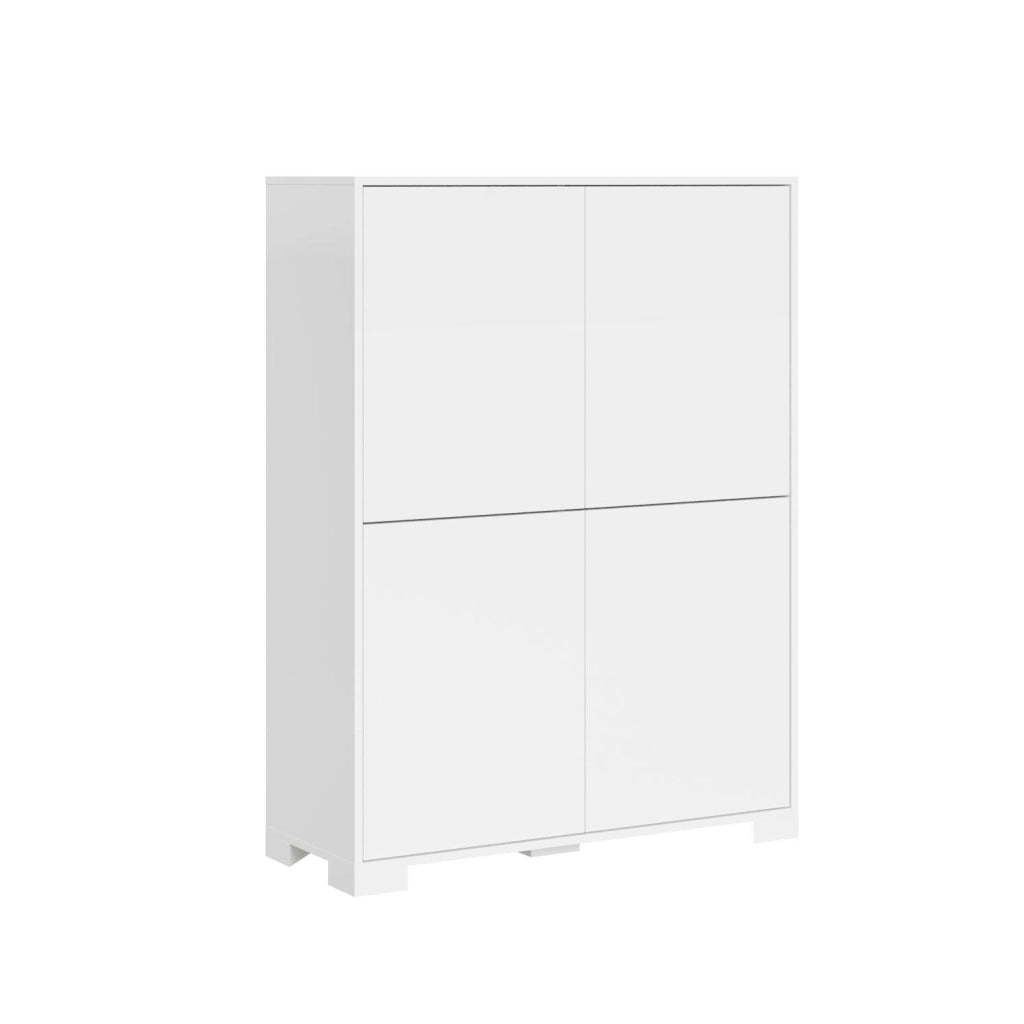 Credenza alta 4 ante 90x35x120 cm bianco lucido - LUMINA