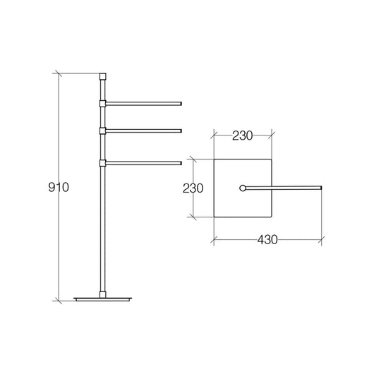 Lineabeta - Piantana con 3 porta asciugamani e base quadrata Ranpin ottone cromato