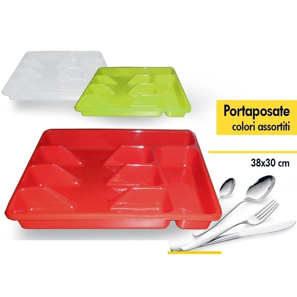 Trade Shop - Porta Posate In Plastica 5 Posti Forchette Cucchiai Cucchiaino Coltelli Cucina -