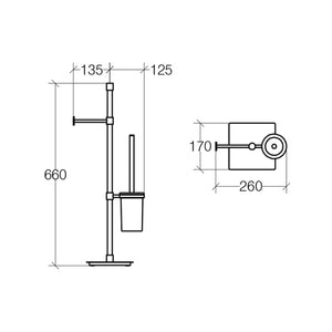 Lineabeta - Piantana portarotolo/scopino Ranpin con base quadrata ottone cromato