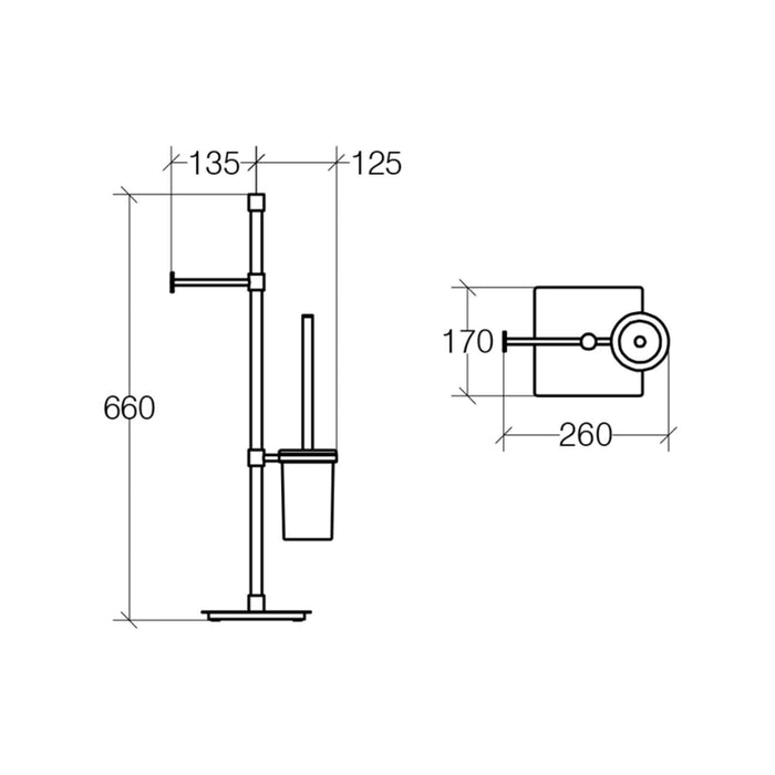 Lineabeta - Piantana portarotolo/scopino Ranpin con base quadrata ottone cromato