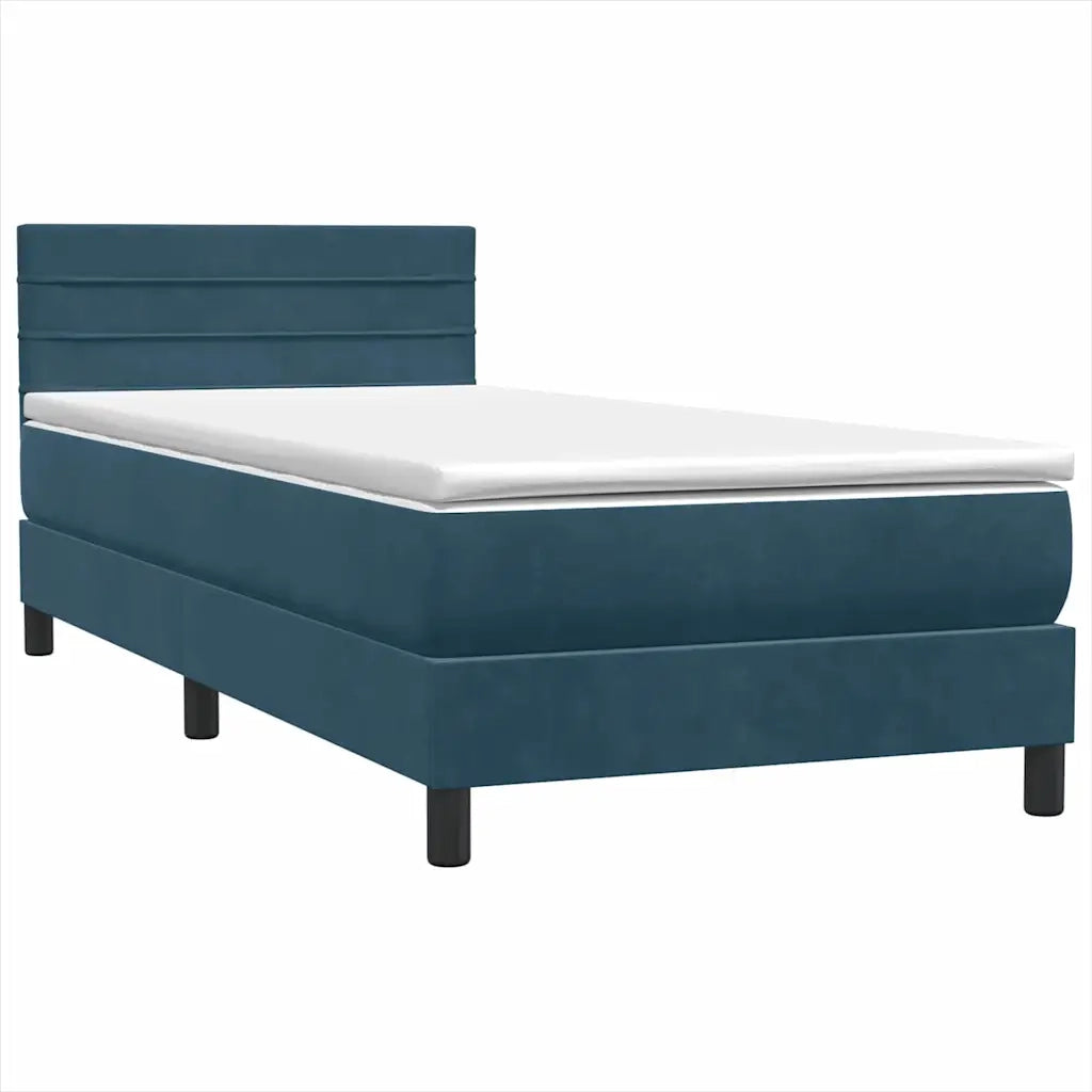 Giroletto a Molle con Materasso Blu Scuro 80x220 cm Velluto