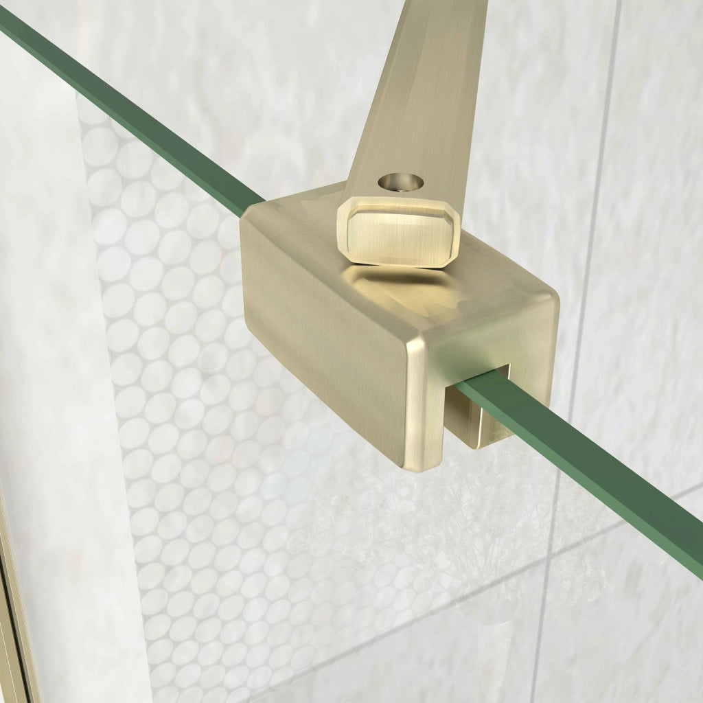 Box Doccia Walk In 70x200 cm Parete Fissa Vetro 8 mm Trasparente Anticalcare Oro Spazzolato Barra Stabilizzatrice 45 cm Snodabile