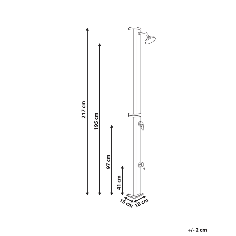 Set doccia miscelatore da esterno in PVC nero e argento con funzione pioggia alimentato ad energia solare Giardino moderno