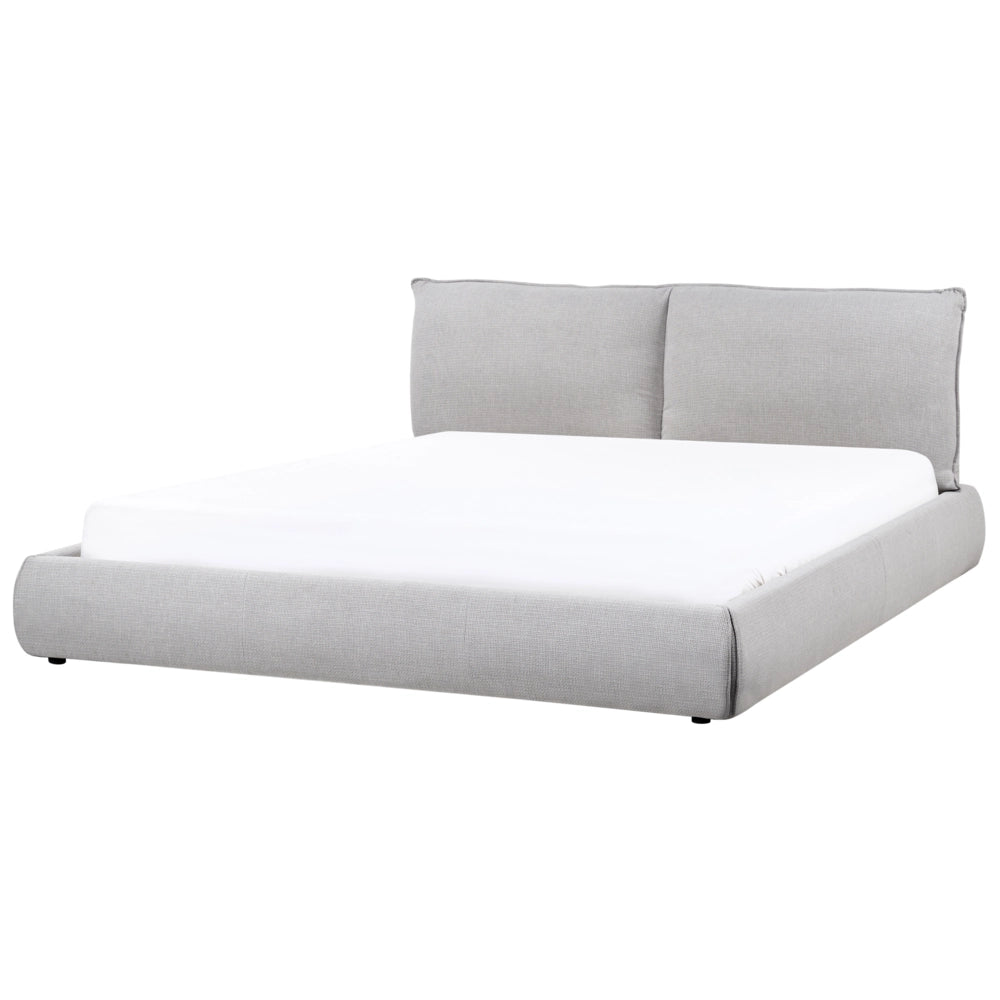 Letto matrimoniale imbottito in tessuto grigio chiaro 180 x 200 cm stile classico camera da letto