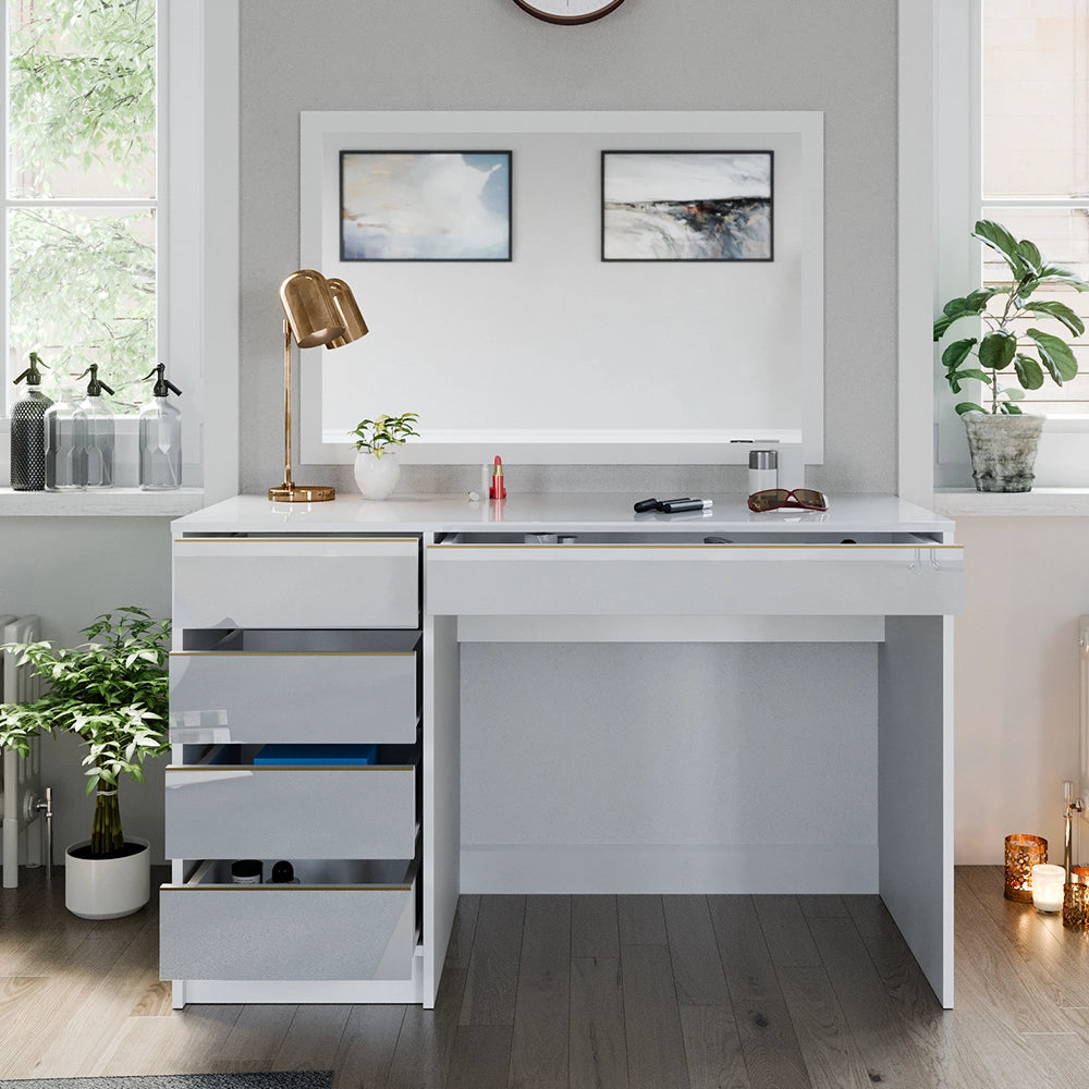 Vicco Tavolo da toeletta Bianco/Oro 120 cm Senza specchio
