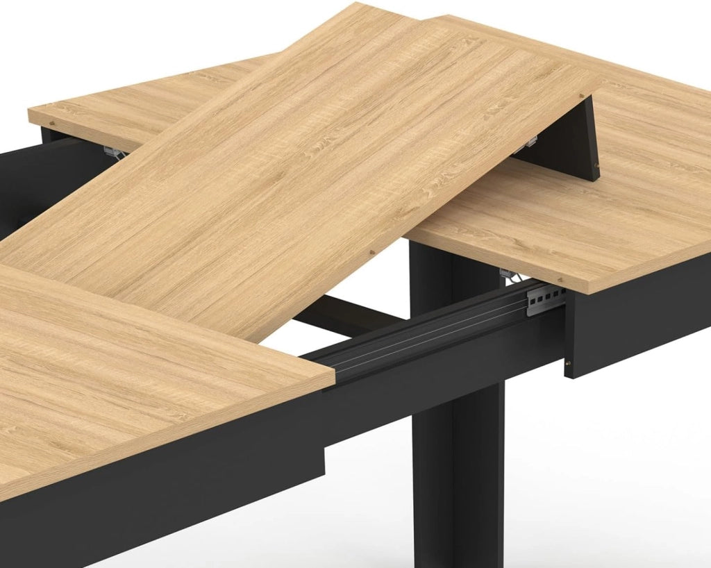 Tavolo da pranzo rettangolare ROZY 4-8 Persone Nero Piano in legno di faggio 160-200 cm