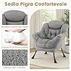 Poltrona Relax con Poggiapiedi, Poltrona da Lettura con Cuscino per Testa, Poltrona Moderna con Schienale e Seduta Imbottiti, Braccioli e Tasca di Stoccaggio, Portata 150 kg (Cashmere Grigio)