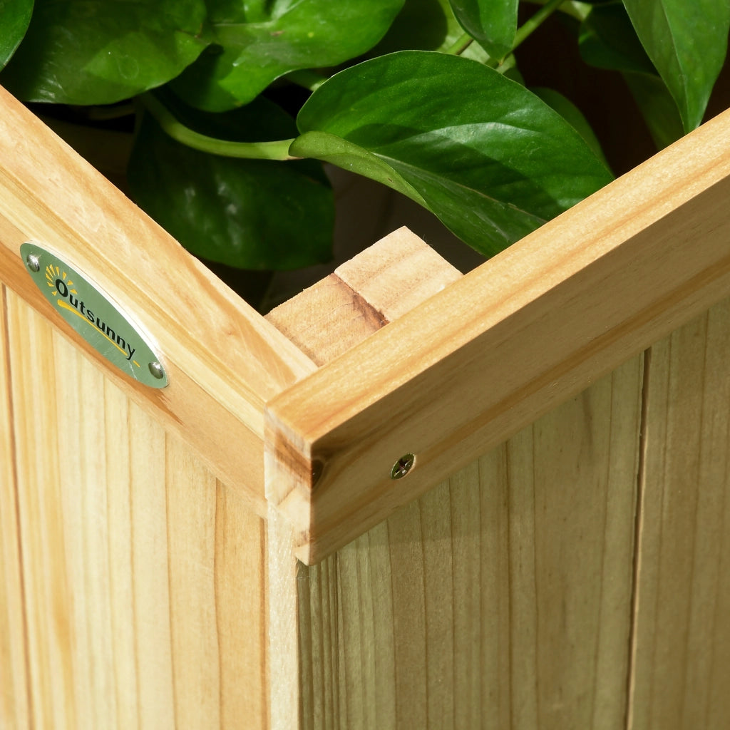 Paravento da esterno con traliccio e 4 fioriere, legno naturale, 133 x 62 x 165 cm
