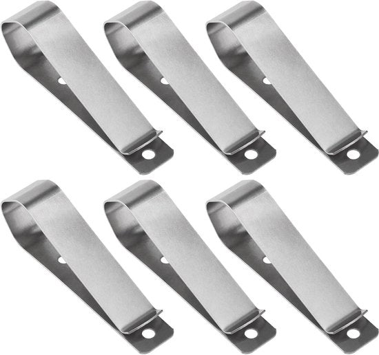 Set di Clip di Prolunga per Porta a Distanza 6 pezzi - Acciaio Inossidabile - Compatibile con Liftmaster/Sears/Chamberlain - Argento - Duraturo - Dimensioni 6 x 1,2 cm