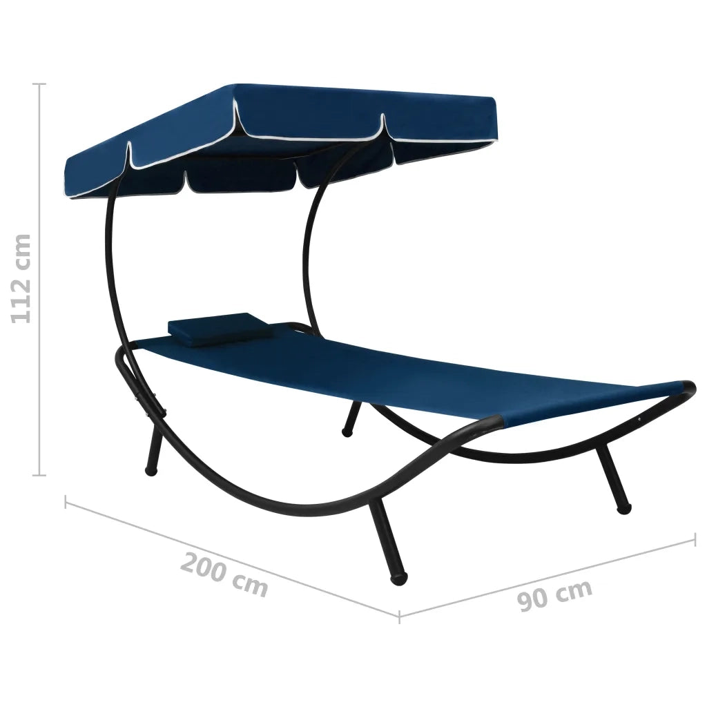 Lettino Prendisole con Baldacchino e Cuscino Blu cod mxl 23187