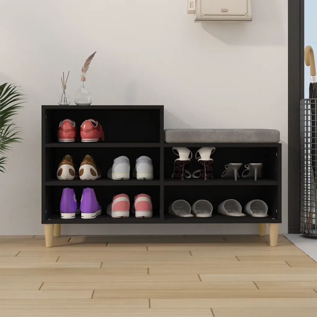 Scarpiera-Scaffale per scarpe Nera 102x36x60 cm in Legno Multistrato 127329