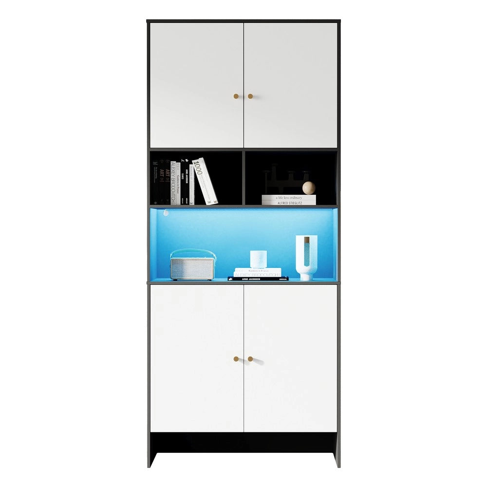 Mobile Multiuso con 4 Ante e 3 Ripiani ¨C MINIMAL ¨C Nero e Bianco, Legno, 80x40x185