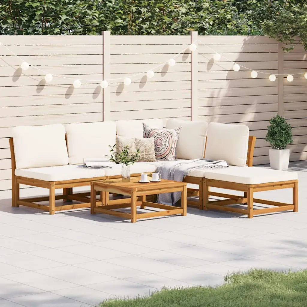 Set Salotto da Giardino 6 pz con Cuscini in Massello di Acacia