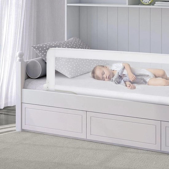 Barriera 2 in 1 150 cm Largo Divano con Sostegno - Bianco con Cassettone