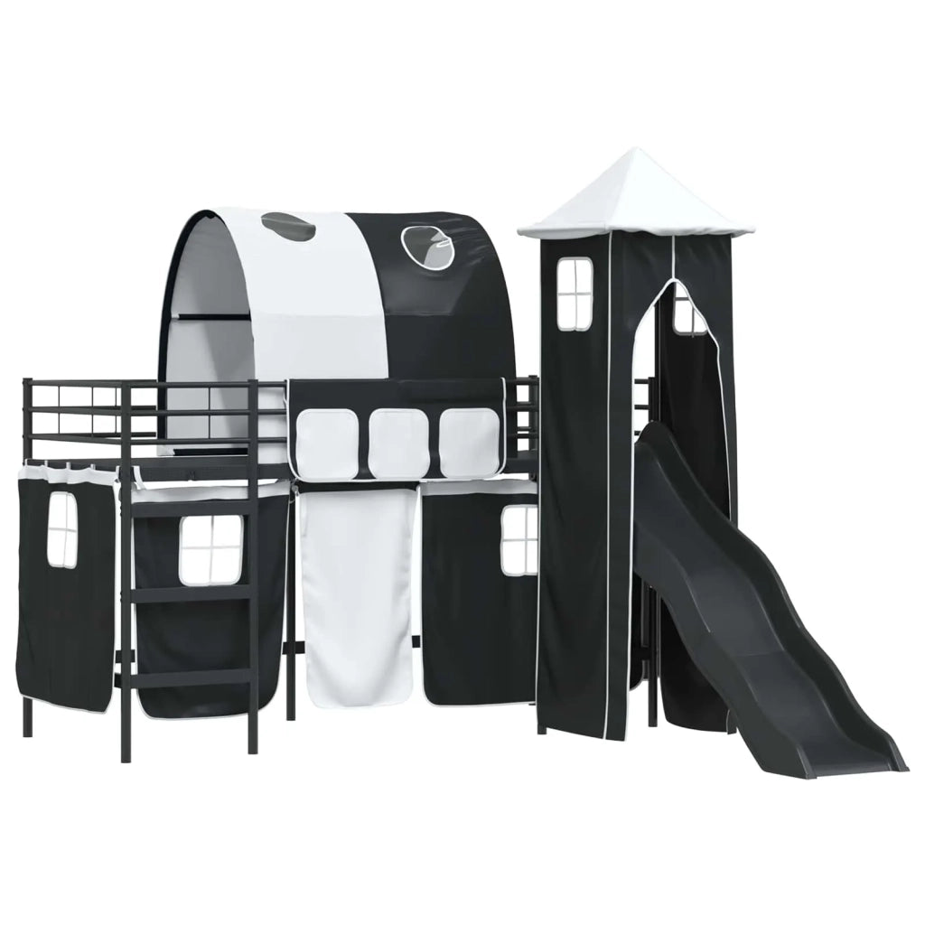 Struttura del letto loft per bambini-Giroletto per bambini Nero 100 x 190 cm Metallo 133337