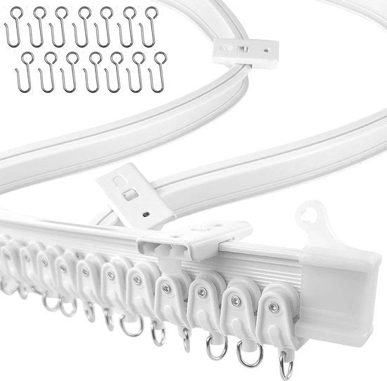 Rail per tenda da soffitto flessibile, 12 metri - divulgatore di spazio, asta per tenda, rail da soffitto, divulgatore di tenda per parete, fissaggio al soffitto, rail RV, angolo doccia, sistema di privacy curvo lungo e flessibile per ospedali