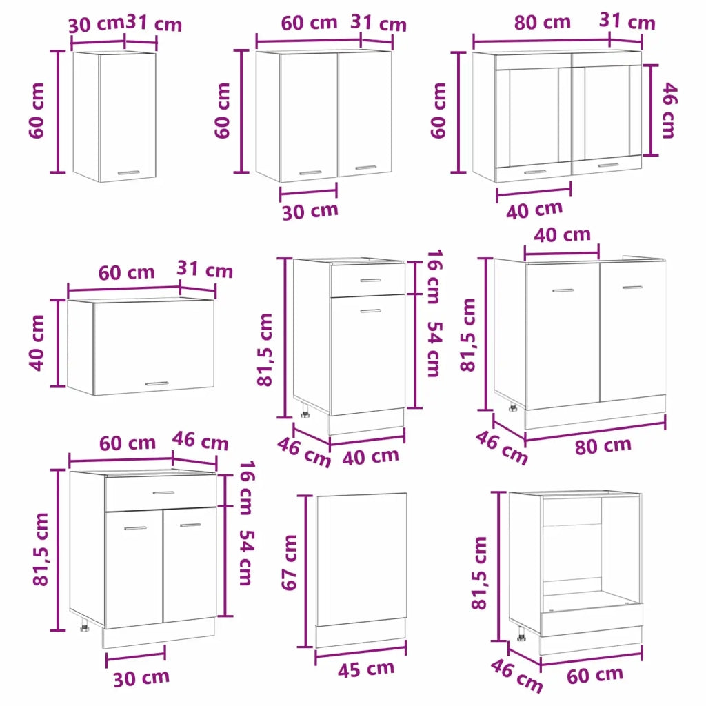 Unità Cucina Lyon 8 pcs Legno multistrato 3445857