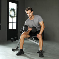 Panca Romana Regolabile e Pieghevole Multifunzione Capacità 150 kg Argento