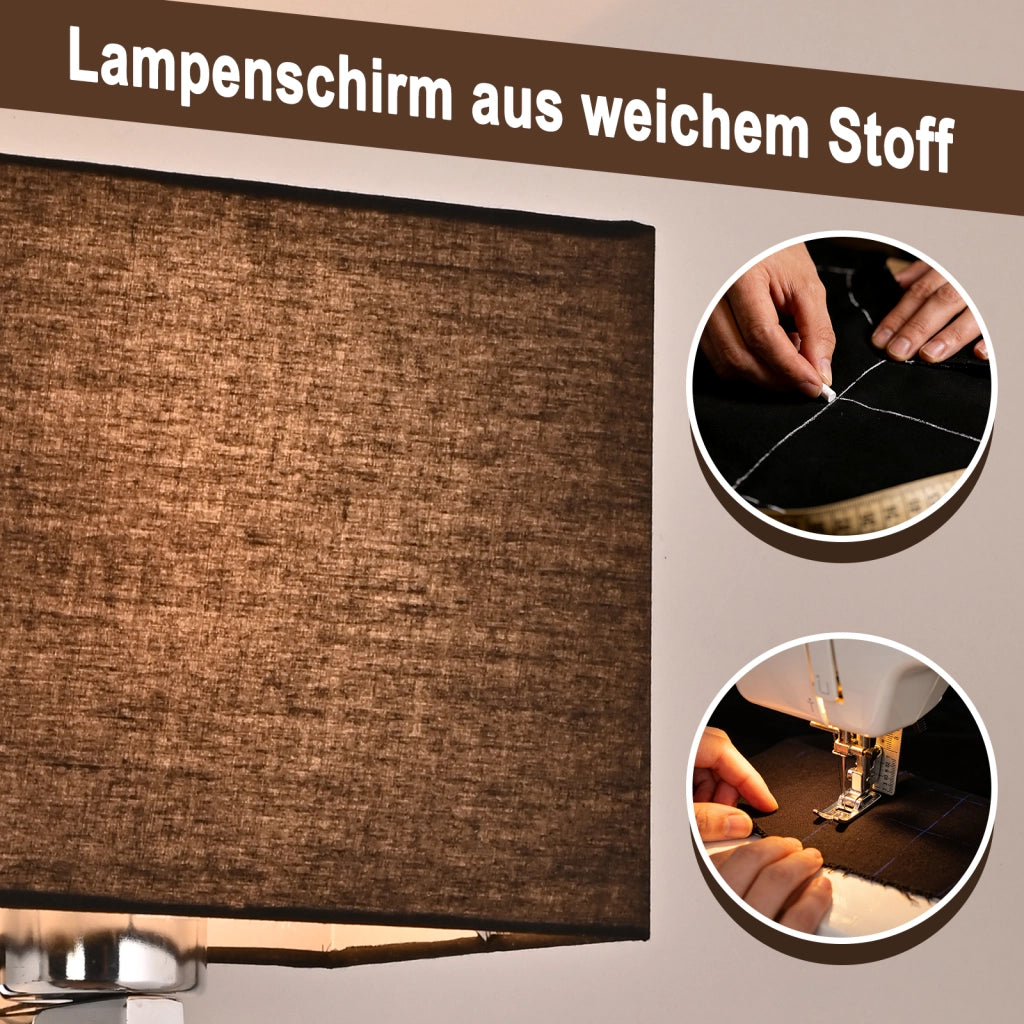 ZMH Lampada da Parete per Camera da Letto Nera Orientabile con Paralume Tessuto LED E27 Interruttore per Corridoio Letto